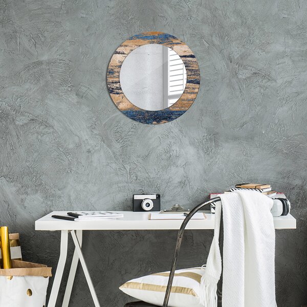 Specchio rotondo cornice con stampa Legno astratto fi 50 cm