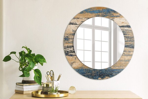 Specchio rotondo cornice con stampa Legno astratto fi 50 cm