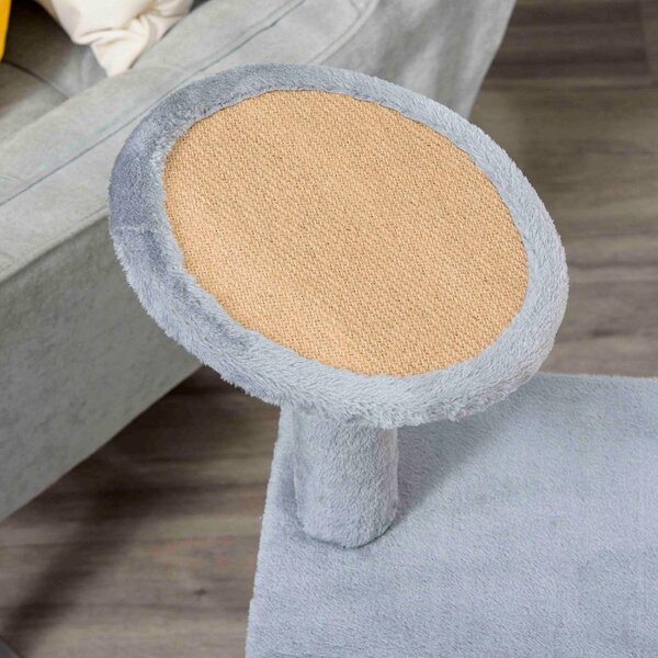 AllMyPets Tiragraffi per Gatti Albero Tiragraffi con Pali in Corda Juta Casetta e Cuscino Rivestimento in Peluche Altezza 84cm Grigio