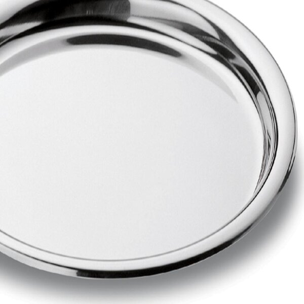 Vassoio Rotondo Fondo con bordo rialzato Convivio � 30 cm con bordo inox lucido ed interno sabbiato