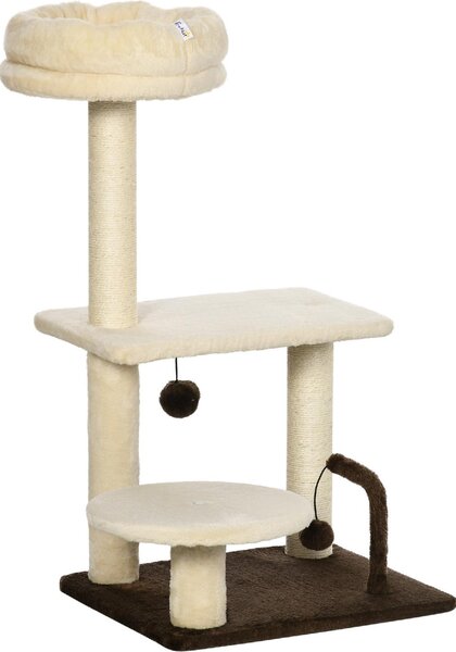 AllMyPets Tiragraffi per Gatti Albero Tiragraffi con Palo in Sisal Posatoio e Palline da Gioco in Truciolato e Peluche 44x38x74 cm