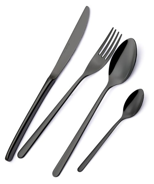Servizio Posate VENICE Gun Metal 24 pezzi 6 posti tavola acciaio inox 18/10 AISI304 spessore 4.0 mm in confezione vetrina