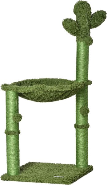 AllMyPets Tiragraffi per Gatti Albero Tiragraffi fino 4.5kg a Forma di Cactus con Palline e Amaca 40x40x96cm Verde - D48DH51