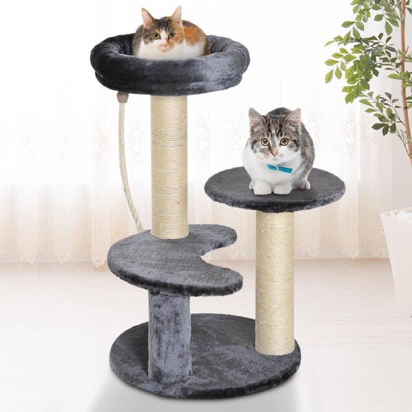 AllMyPets Tiragraffi per Gatti Albero Tiragraffi Gatti Albero Tiragraffi a 3 Livelli Peluche Sisal Naturale - D30D0DGY