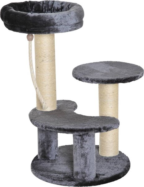 AllMyPets Tiragraffi per Gatti Albero Tiragraffi Gatti Albero Tiragraffi a 3 Livelli Peluche Sisal Naturale - D30D0DGY