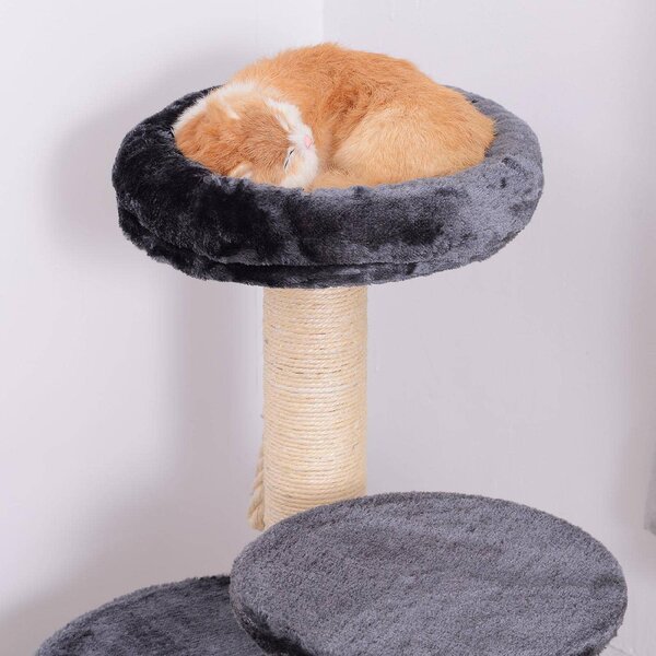 AllMyPets Tiragraffi per Gatti Albero Tiragraffi Gatti Albero Tiragraffi a 3 Livelli Peluche Sisal Naturale - D30D0DGY