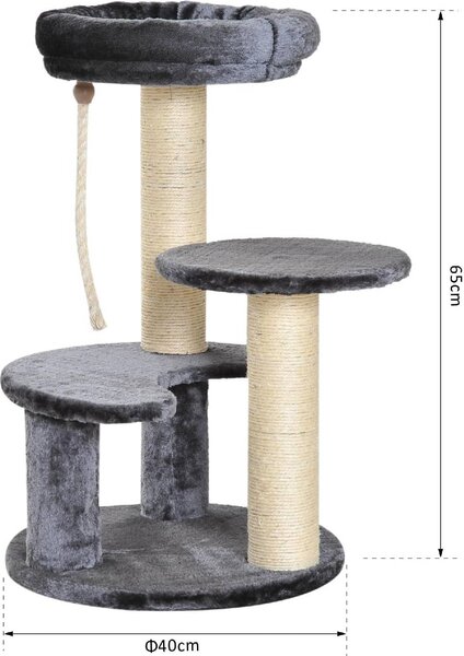 AllMyPets Tiragraffi per Gatti Albero Tiragraffi Gatti Albero Tiragraffi a 3 Livelli Peluche Sisal Naturale - D30D0DGY