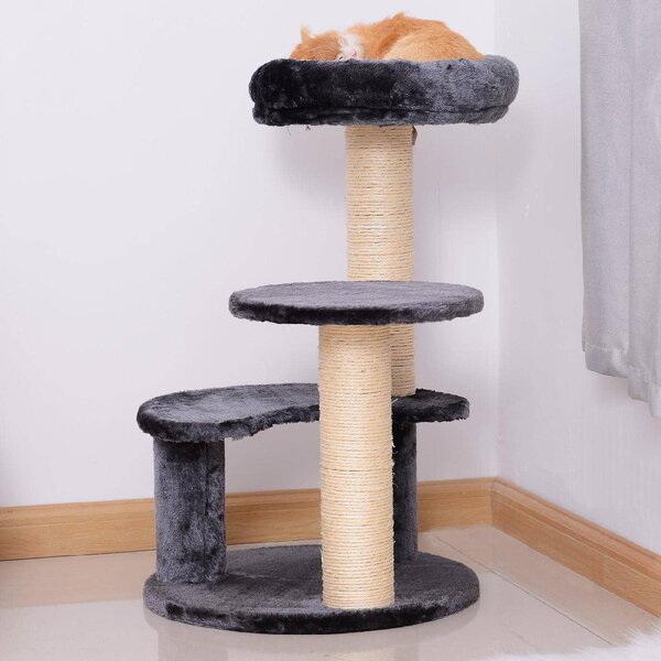 AllMyPets Tiragraffi per Gatti Albero Tiragraffi Gatti Albero Tiragraffi a 3 Livelli Peluche Sisal Naturale - D30D0DGY