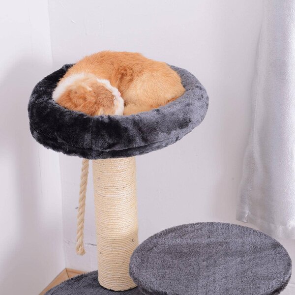 AllMyPets Tiragraffi per Gatti Albero Tiragraffi Gatti Albero Tiragraffi a 3 Livelli Peluche Sisal Naturale - D30D0DGY