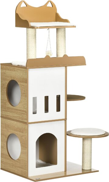 AllMyPets Tiragraffi per Gatti Albero Tiragraffi in MDF 2 Casette e Pallina da Gioco 60x48x133 cm - D72AMPAK
