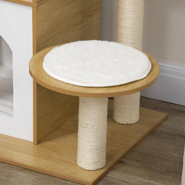 AllMyPets Tiragraffi per Gatti Albero Tiragraffi in MDF 2 Casette e Pallina da Gioco 60x48x133 cm - D72AMPAK