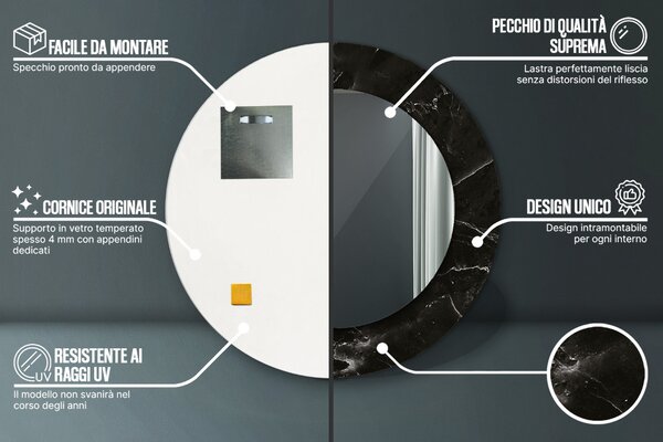 Specchio rotondo stampato Pietra di marmo fi 50 cm