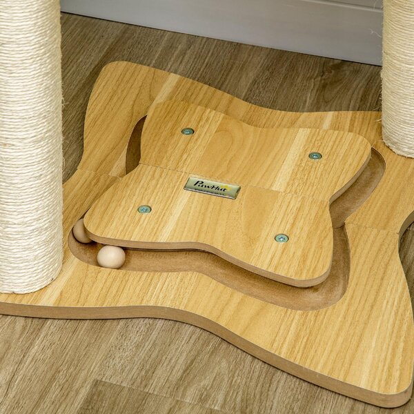 AllMyPets Tiragraffi per Gatti Albero Tiragraffi max 5kg con Amaca Palline da Gioco e Pali in Sisal 53.5x53.5x90 cm Beige - 586V00BG-D30