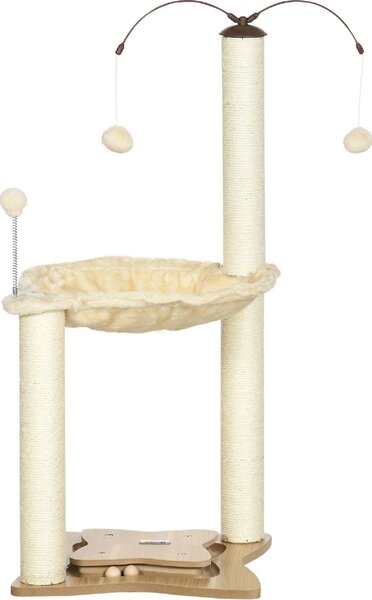 AllMyPets Tiragraffi per Gatti Albero Tiragraffi max 5kg con Amaca Palline da Gioco e Pali in Sisal 53.5x53.5x90 cm Beige - 586V00BG-D30