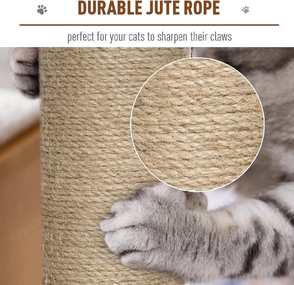 AllMyPets Tiragraffi per Gatti Albero Tiragraffi Multi-livello Cuccia e Corde in Iuta Grigio - D30318