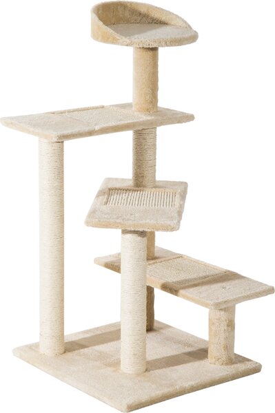 AllMyPets Tiragraffi per Gatti Albero Tiragraffi Multilivello in Sisal con Piattaforme e Cuccia in Peluche Beige 50x50x100cm - 45eD30