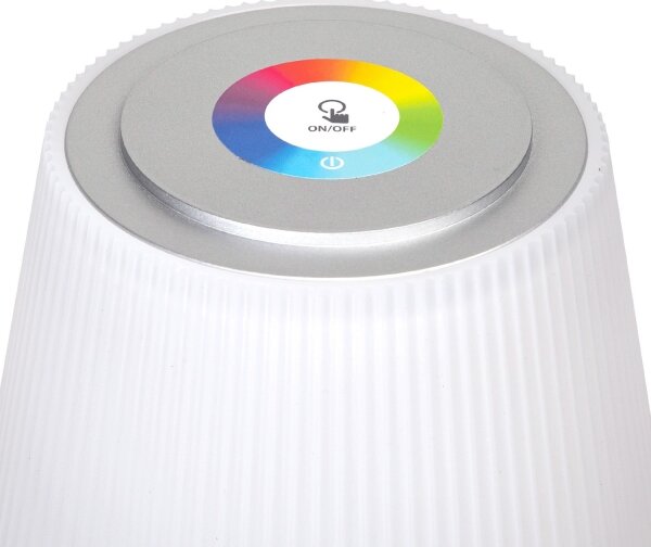 Aigostar - Lampada LED RGBW ricaricabile 4W/5V 3600mAh bianco/cromo IP54