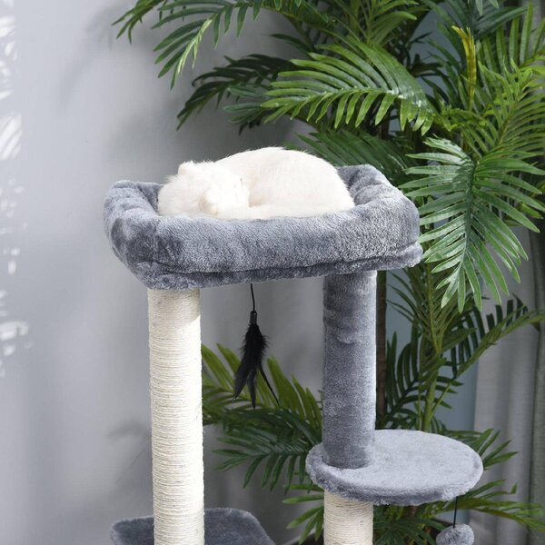 AllMyPets Tiragraffi per Gatti Albero Tiragraffi Multilivello Coperto da Sisal per Arrampicata Stabile 147cm - D30D75