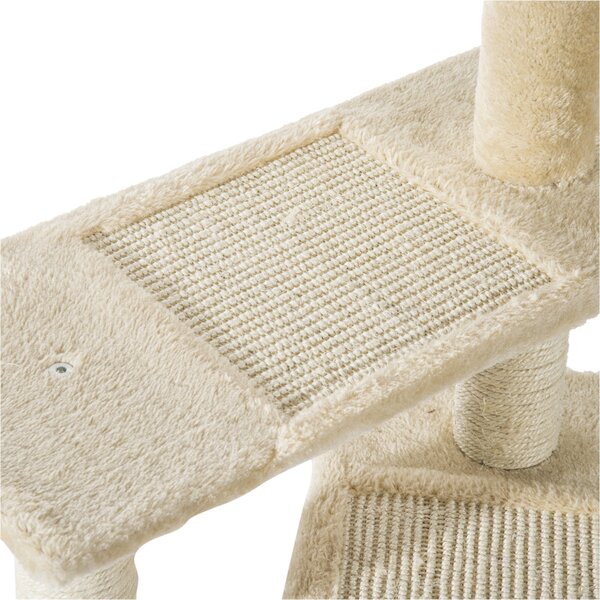 AllMyPets Tiragraffi per Gatti Albero Tiragraffi Multilivello in Sisal con Piattaforme e Cuccia in Peluche Beige 50x50x100cm - 45eD30
