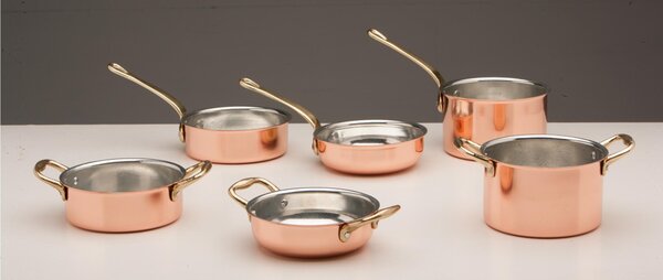 Tegame a un manico MIGNON Gioie di Casa � 8xh3 cm realizzata in rame liscio stagnato a mano
