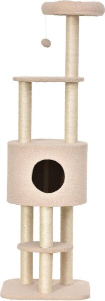AllMyPets Tiragraffi per Gatti Albero Tiragraffi Robusto con 5 Livelli, Cuccia, Casetta, Giochi e Corda Sisal Max 30kg colore Beige - D30D71BG