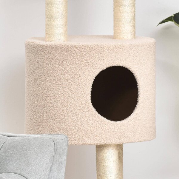 AllMyPets Tiragraffi per Gatti Albero Tiragraffi Robusto con 5 Livelli, Cuccia, Casetta, Giochi e Corda Sisal Max 30kg colore Beige - D30D71BG