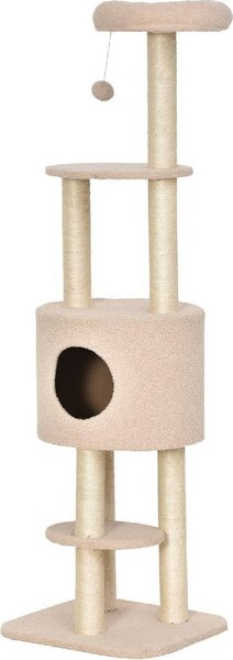 AllMyPets Tiragraffi per Gatti Albero Tiragraffi Robusto con 5 Livelli, Cuccia, Casetta, Giochi e Corda Sisal Max 30kg colore Beige - D30D71BG