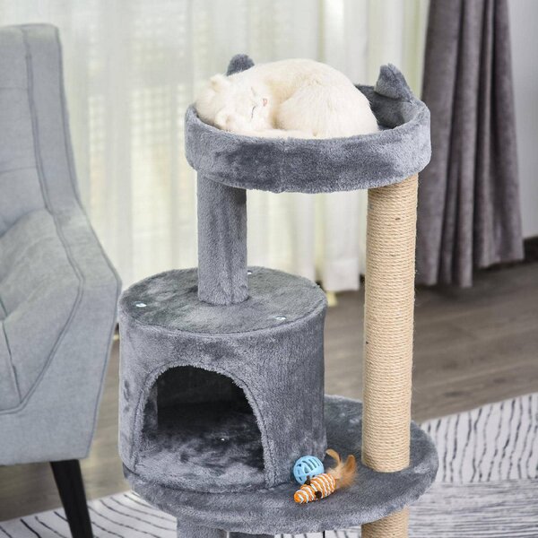 AllMyPets Tiragraffi per Gatti Albero Tiragraffi Torre con Casa Amaca a 3 Ripiani - D30D74GY