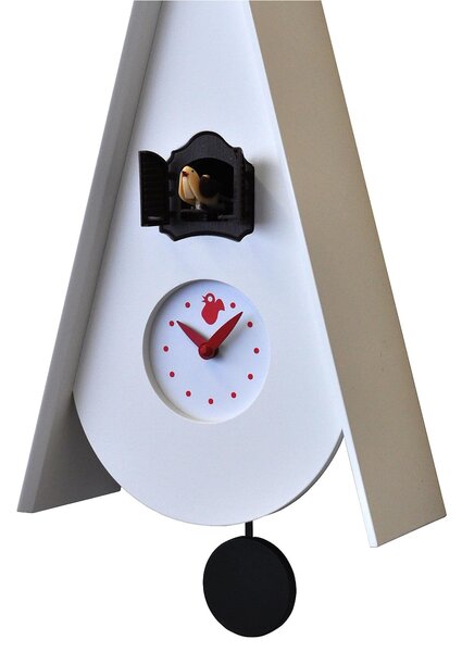 Orologio con cuc� da parete Gattini 25x11xh55 cassa in MDF laccato bianco