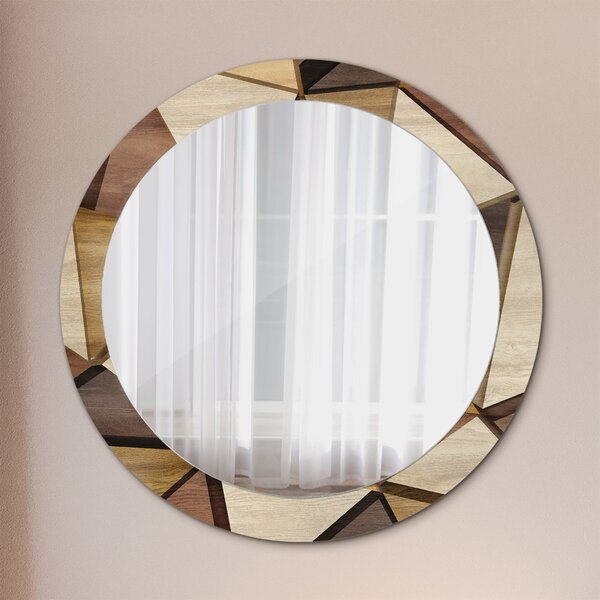 Specchio rotondo stampato Legno 3d geometrico fi 80 cm