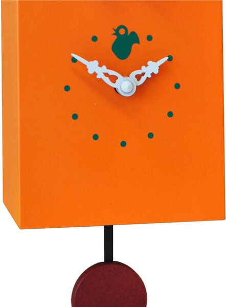 Orologio con cuc� Portofino 13x12xh30 cassa in MDF laccata arancio Tetto marrone