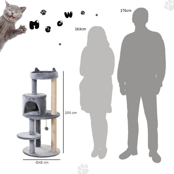 AllMyPets Tiragraffi per Gatti Albero Tiragraffi Torre con Casa Amaca a 3 Ripiani - D30D74GY
