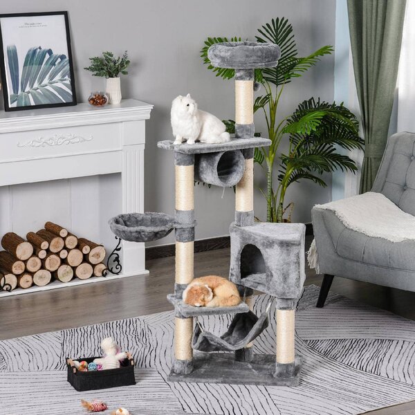AllMyPets Tiragraffi per Gatti Albero Tiragraffi Torre Condominiale Multiripiano Altezza 150cm - D30D80