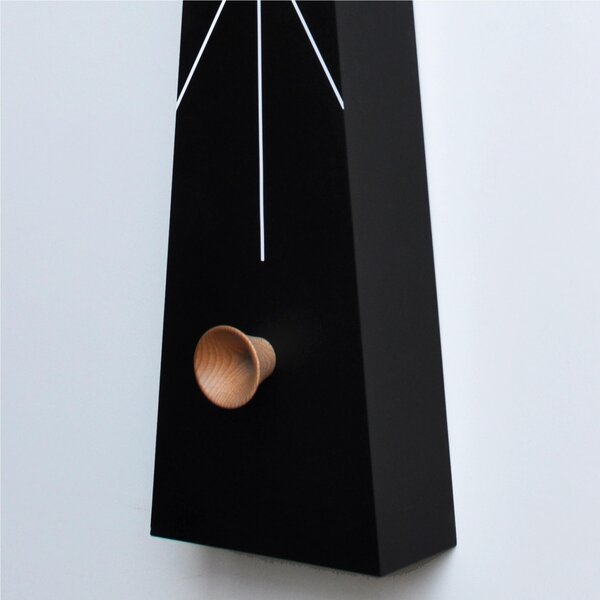 Orologio Cuc� da parete o appoggio QQ Tall 17,5x12xh90 cm cassa in MDF laccato , Tromba acustica in faggio Uccellino in legno intagliato a mano nero