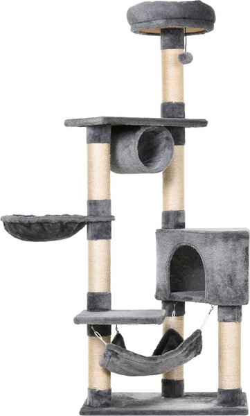 AllMyPets Tiragraffi per Gatti Albero Tiragraffi Torre Condominiale Multiripiano Altezza 150cm - D30D80