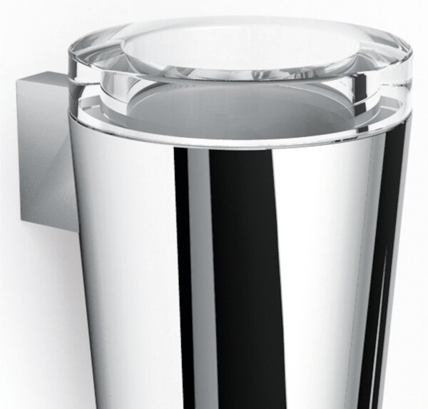 Porta Bicchiere LAPIANA in acciaio inox lucido e vetro Dimensioni 8x10xh13 cm fissaggio a muro Made In italy