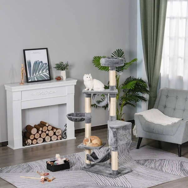 AllMyPets Tiragraffi per Gatti Albero Tiragraffi Torre Condominiale Multiripiano Altezza 150cm - D30D80