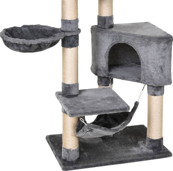AllMyPets Tiragraffi per Gatti Albero Tiragraffi Torre Condominiale Multiripiano Altezza 150cm - D30D80
