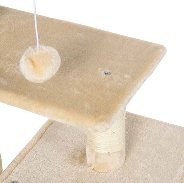AllMyPets Tiragraffi per Gatti con Cuccia per Gatti Pallina corda in sisal peluche in legno beige - D30D85CG