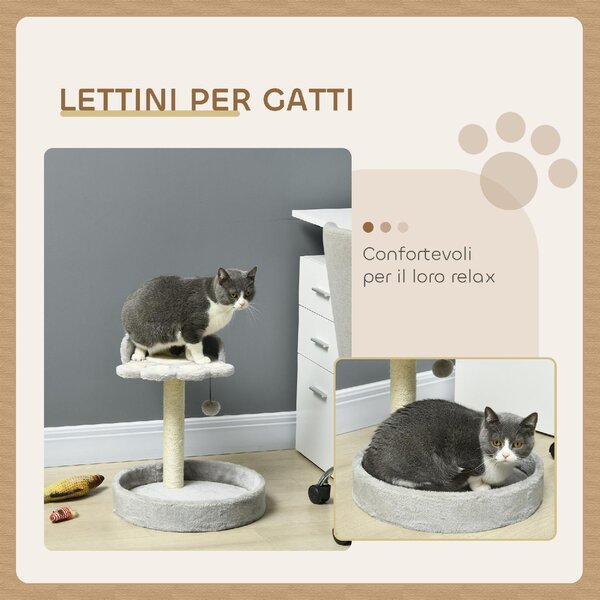 AllMyPets Tiragraffi per Gatti con Lettini, Corda in Juta e Peluche 41x41x44 cm colore Grigio Chiaro - R524LG