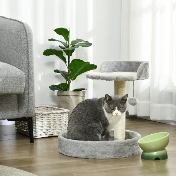 AllMyPets Tiragraffi per Gatti con Lettini, Corda in Juta e Peluche 41x41x44 cm colore Grigio Chiaro - R524LG