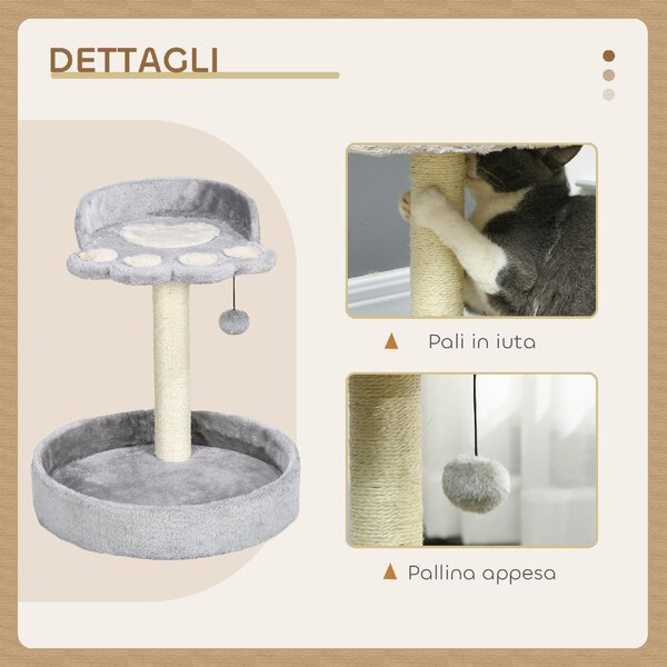 AllMyPets Tiragraffi per Gatti con Lettini, Corda in Juta e Peluche 41x41x44 cm colore Grigio Chiaro - R524LG
