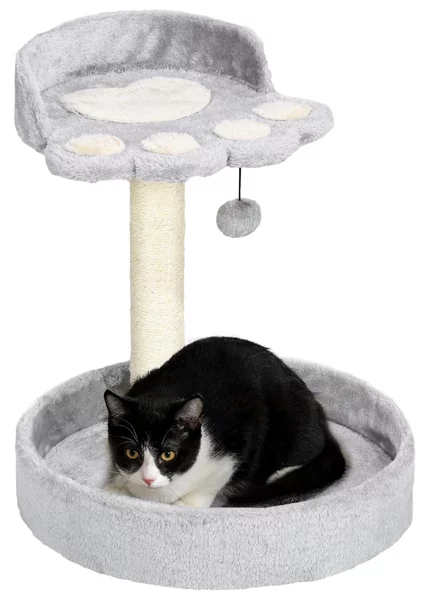 AllMyPets Tiragraffi per Gatti con Lettini, Corda in Juta e Peluche 41x41x44 cm colore Grigio Chiaro - R524LG
