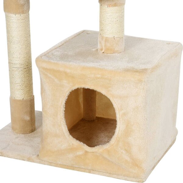AllMyPets Tiragraffi per Gatti con Cuccia per Gatti Pallina corda in sisal peluche in legno beige - D30D85CG