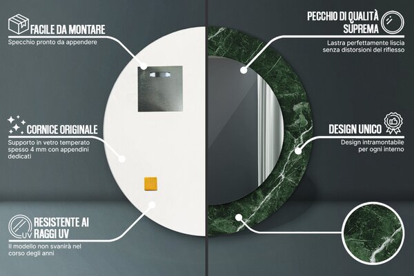 Specchio tondo con decoro Marmo verde fi 50 cm