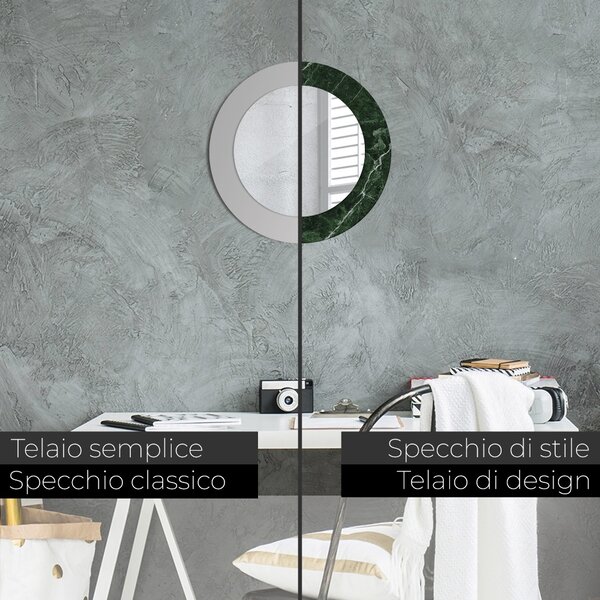 Specchio tondo con decoro Marmo verde fi 50 cm
