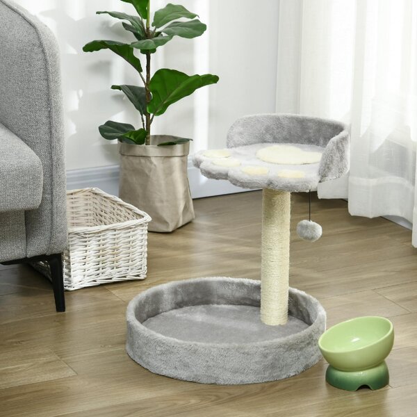 AllMyPets Tiragraffi per Gatti con Lettini, Corda in Juta e Peluche 41x41x44 cm colore Grigio Chiaro - R524LG