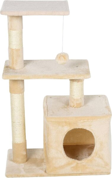 AllMyPets Tiragraffi per Gatti con Cuccia per Gatti Pallina corda in sisal peluche in legno beige - D30D85CG