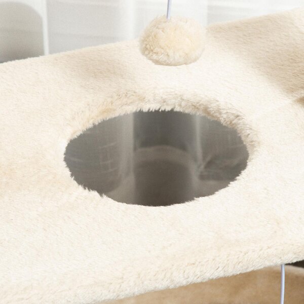 AllMyPets Tiragraffi per Gatti con Lettino, Cuccia e Tappetino in Legno, Peluche e Sisal 60x30x76 cm colore Marrone Chiaro - R52581