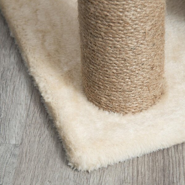 AllMyPets Tiragraffi per Gatti con Lettino, Cuccia e Tappetino in Legno, Peluche e Sisal 60x30x76 cm colore Marrone Chiaro - R52581